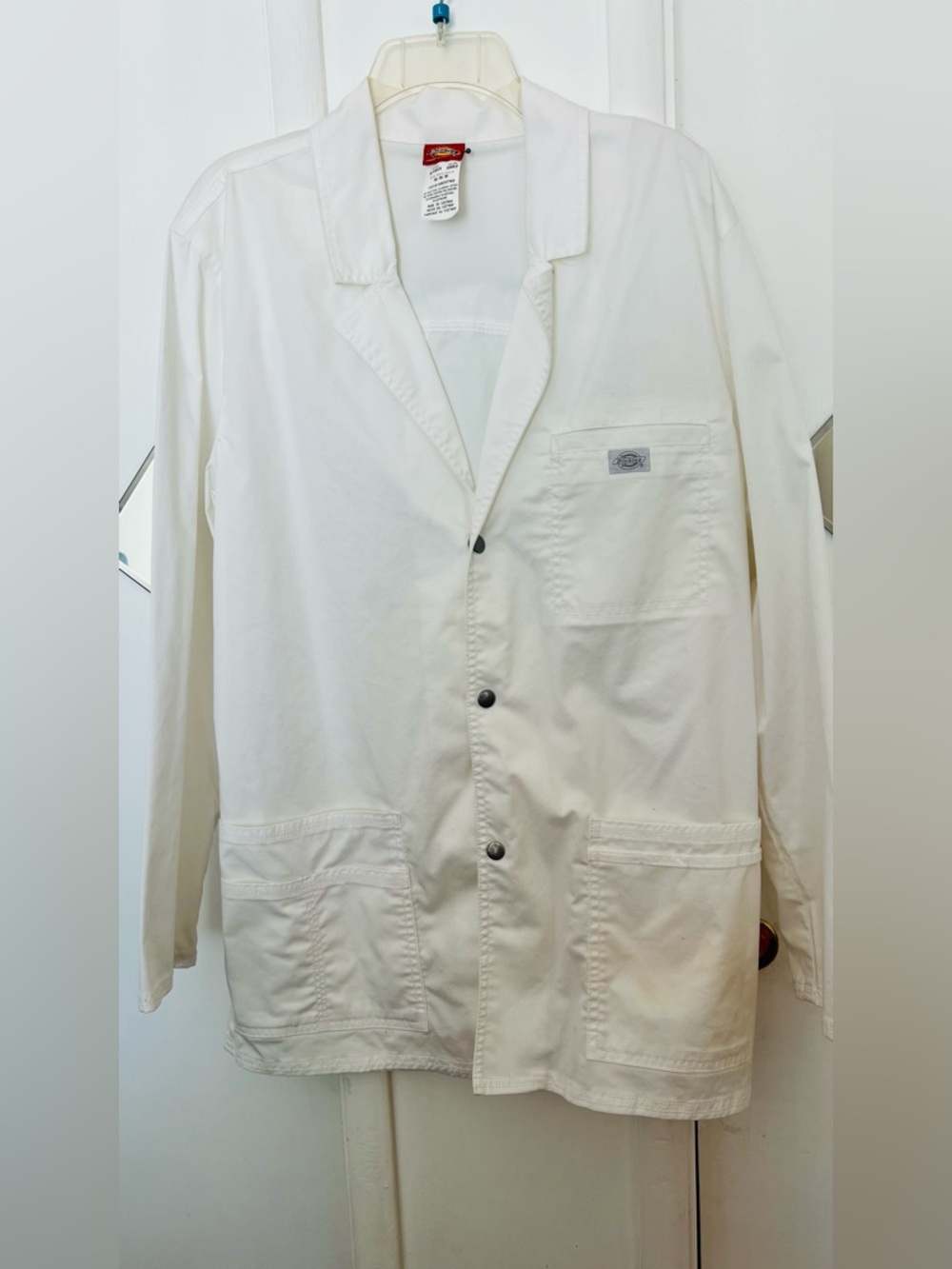 Dickies Men’s White Lightweight knee length professional Work Jacket size Medium